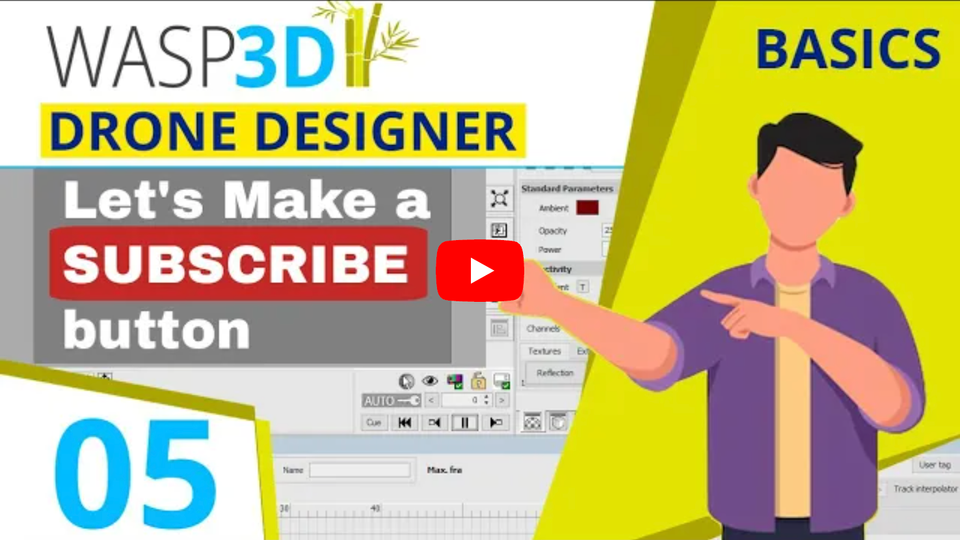 Drone Designer Basics | Part 05 | Let's Make a Subscribe Button | #Wasp3D Tutorials